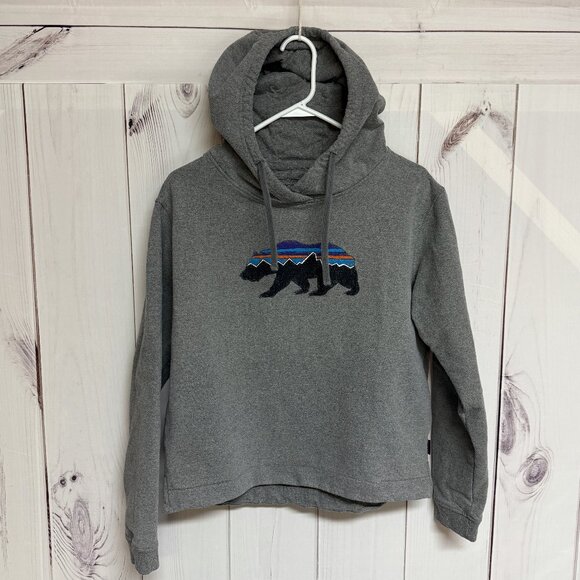 Patagonia Women’s Fitz Roy Bear Uprisal Hoody Large Gray EUC - Picture 1 of 10